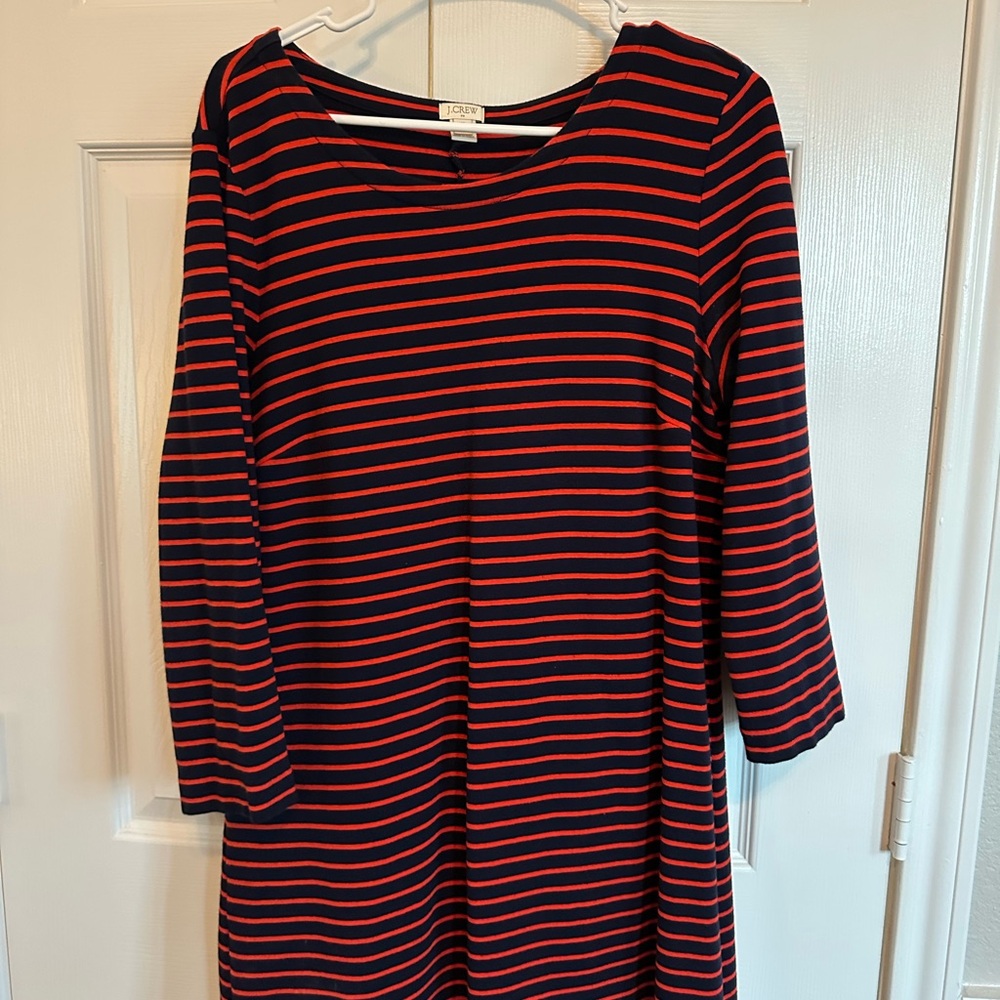 J. Crew Navy and Red Striped Top